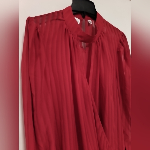 Bisou Bisou Red Sheer Blouse / Size 2X - Picture 2 of 8
